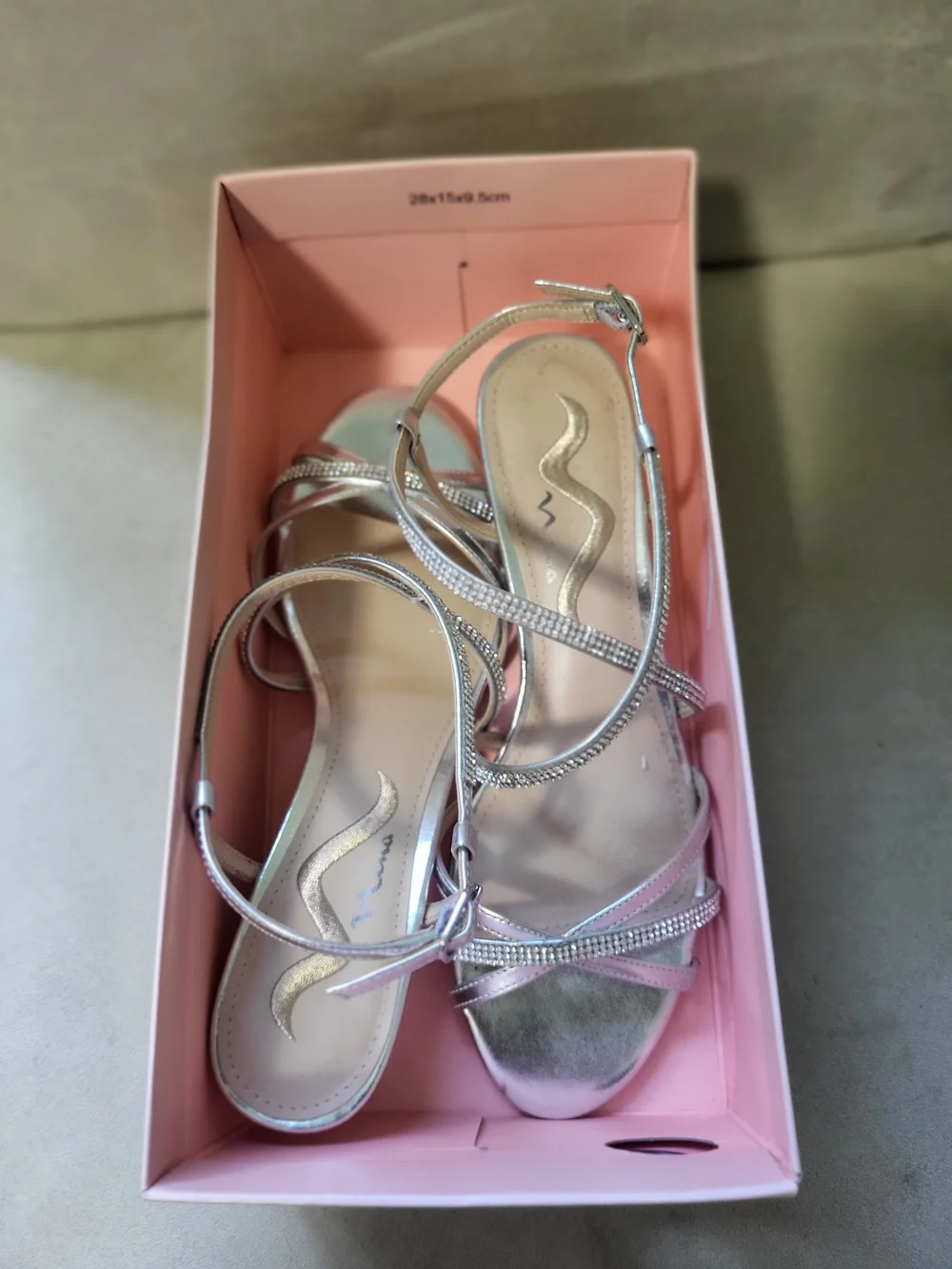 Nina Silver Crystal-Strap Evening Sandals